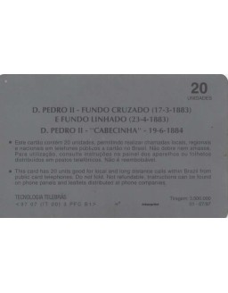 SERIE SELOS BRASILEIROS - I - D.PEDRO II - FUNDO CRUZADO (17-3-1883) E FUNDO LINHADO(23-4-1883) D.PEDRO II - "CABECINHA" - 19-6-1884