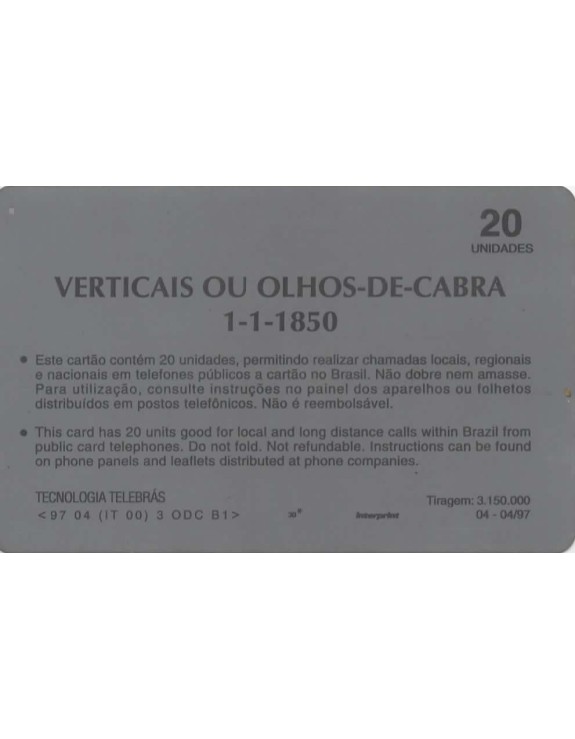 SERIE SELOS BRASILEIROS - I - VERTICAIS OU OLHOS-DE-CABRA -1-1-1850
