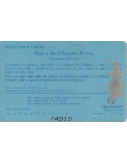 SERIE AVES DA BAHIA - SAIRA DE CHAPEU PRETO - NEMOSIA PILEATA