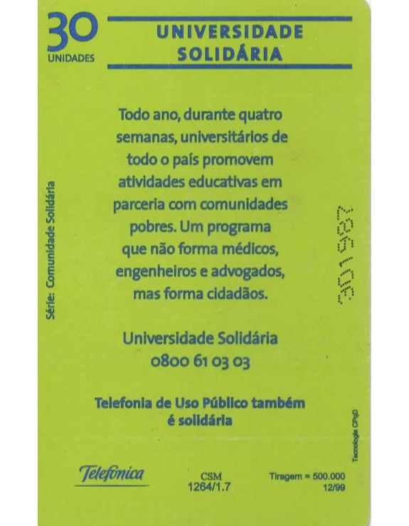 SERIE COMUNIDADE SOLIDARIA - UNIVERSIDADE SOLIDARIA