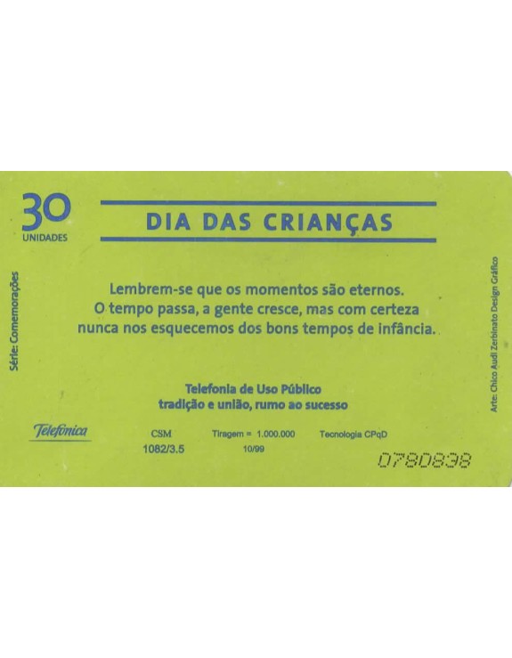 SERIE COMEMORAÇOES - DIA DAS CRIANÇAS 12 DE OUTUBRO - TELEFONICA
