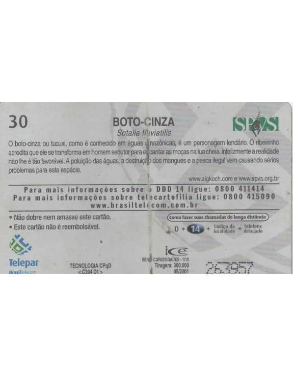SERIE CURIOSIDADES 01/10 - BOTO CINZA