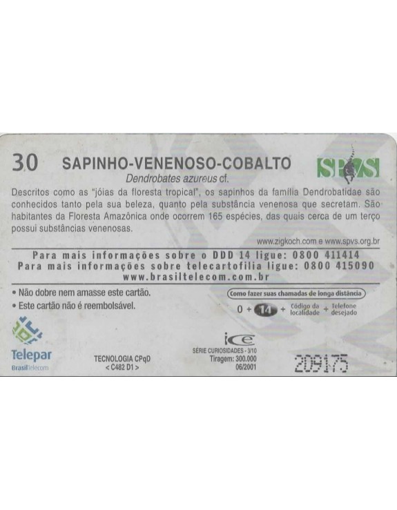 SERIE CURIOSIDADES 03/10 - SAPINHO VENENOSO COBALTO