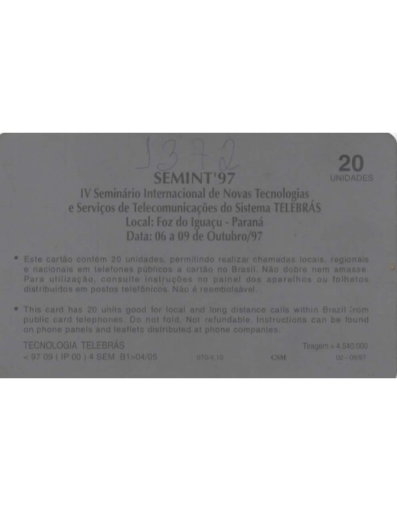 SERIE EVENTOS DE TELEDOMUNICAÇOES - SEMINT 97