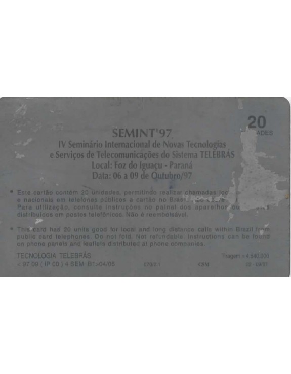 SERIE EVENTOS DE TELEDOMUNICAÇOES - SEMINT 97