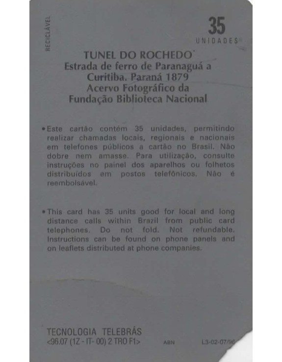 SERIE FOTOGRAFIA BRASILEIRA SECULO XIX - TUNEL RO ROCHEDO - ESTRADA DE FERRO DE PARANAGUA 1879