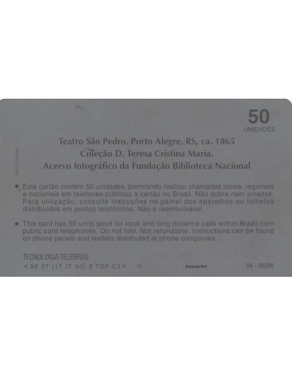 SERIE FOTOGRAFIA BRASILEIRA SECULO XIX - TEATRO SAO PEDRO - PORTO ALEGRE RS 1865