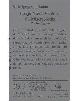 TELEMAR - SERIE IGREJAS DA BAHIA - IGREJA NOSSA SENHORA DA MISERICORDIA - PORTO SEGURO