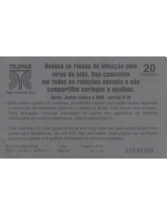 SERIE JUNTOS CONTRA A AIDS - CARTAO 04/10