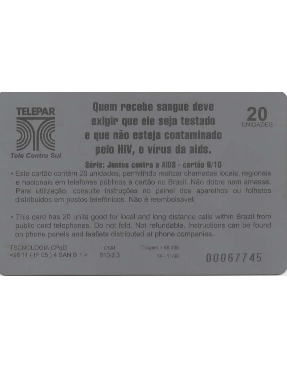 SERIE JUNTOS CONTRA A AIDS - CARTAO 06/10