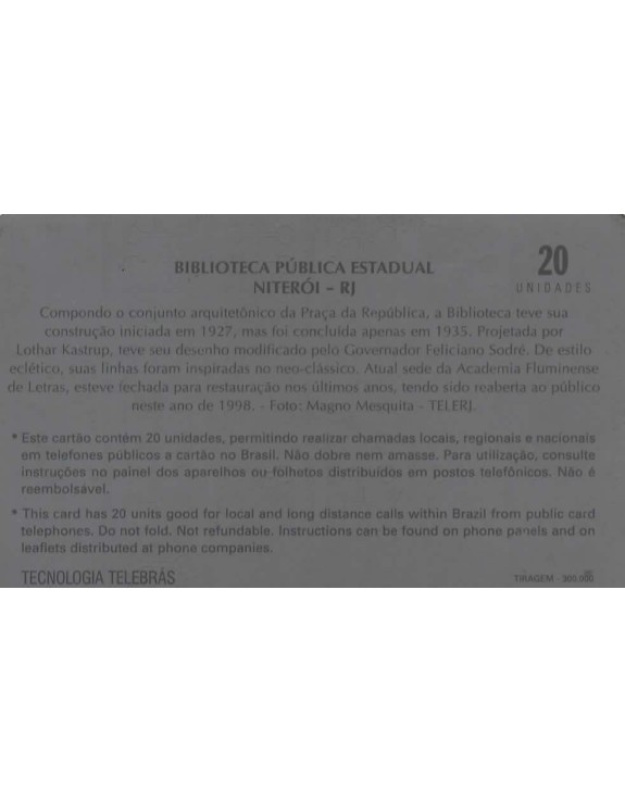 SERIE NITEROI HISTORICO - BIBLIOTECA PUBLICA ESTADUAL - NITEROI - RJ