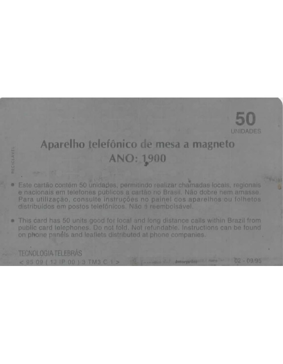 SERIE TELEFONES - APARELHO TELEFONICO DE MESA E MAGNETO  - ANO 1900