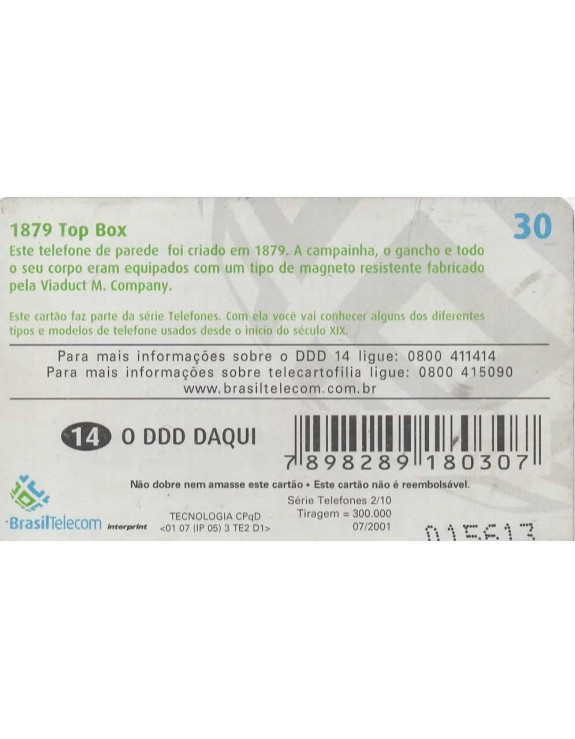 SERIE TELEFONE 02/10 - 1879 TOP BOX