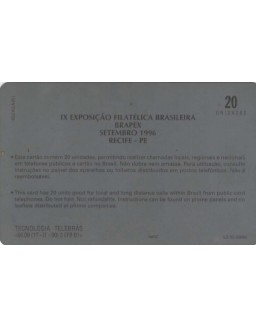 SISTEMA TELEBRAS - IX EXPOSIÇÃO FILATELICA BRASILEIRA BRAPEX - SETEMBRO 1996 - RECIFE - PE