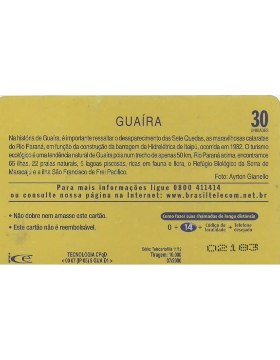 SERIE TELECARTOFILIA 11/12 - GUAIRA