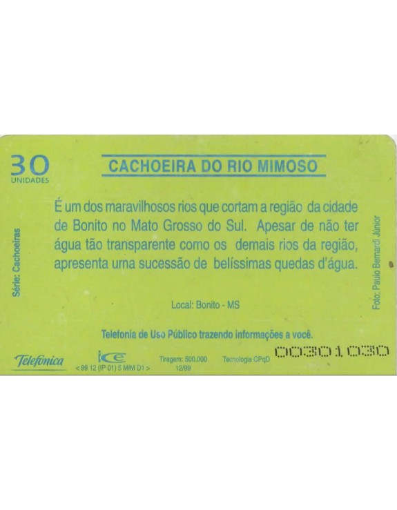 TELEFONICA - SERIE CACHOEIRAS - CACHOEIRA DO RIO MIMOSO