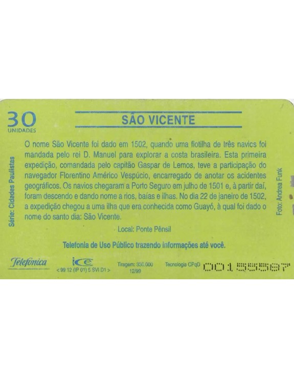 TELEFONICA - SERIE CIDADES PAULISTAS - SAO VICENTE