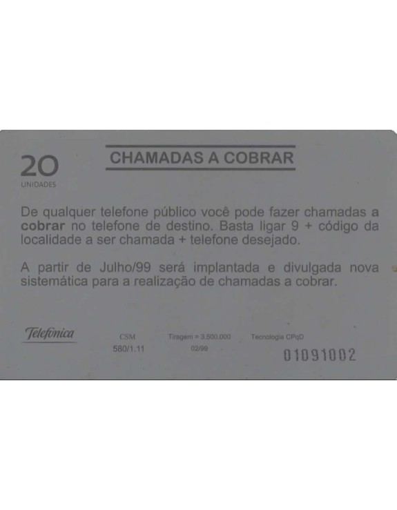 TELEFONICA - CHAMADAS A COBRAR