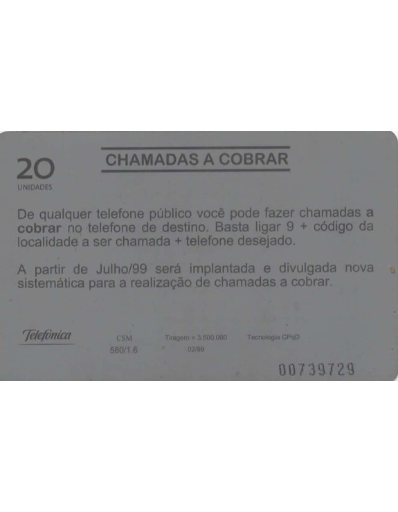 TELEFONICA - CHAMADAS A COBRAR