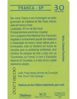 TELEFONICA - SERIE CIDADES PAULISTAS - FRANCA - SP