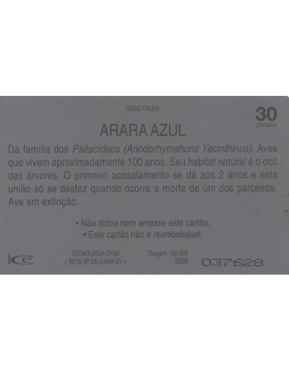 TELEMAT - SERIE FAUNA - ARARA AZUL