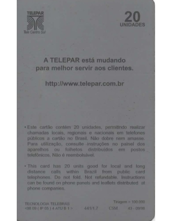 TELEPAR - AREA DE ATUAÇÃO - TELE CENTRO SUL