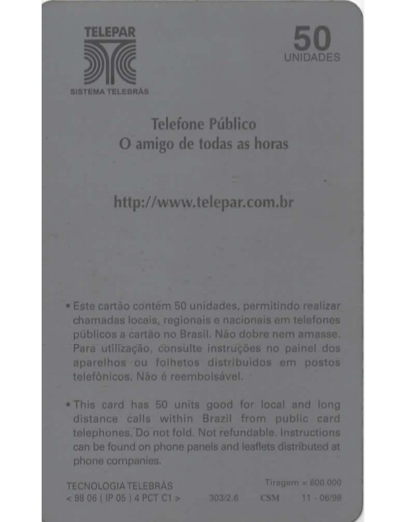 TELEPAR INFORMA - PREÇOS OFICIAIS DAS FICHAS E CARTOES TELEFONICOS