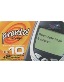 TIM - CREDITOS TELEFONICOS - PRONTO RECARGA 10,00 CARTAO BONIFICAÇAO