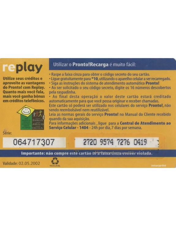 TIM - CREDITOS TELEFONICOS - PRONTO RECARGA 15,00