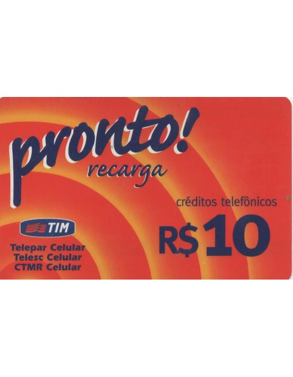 TIM - CREDITOS TELEFONICOS - PRONTO RECARGA 10,00