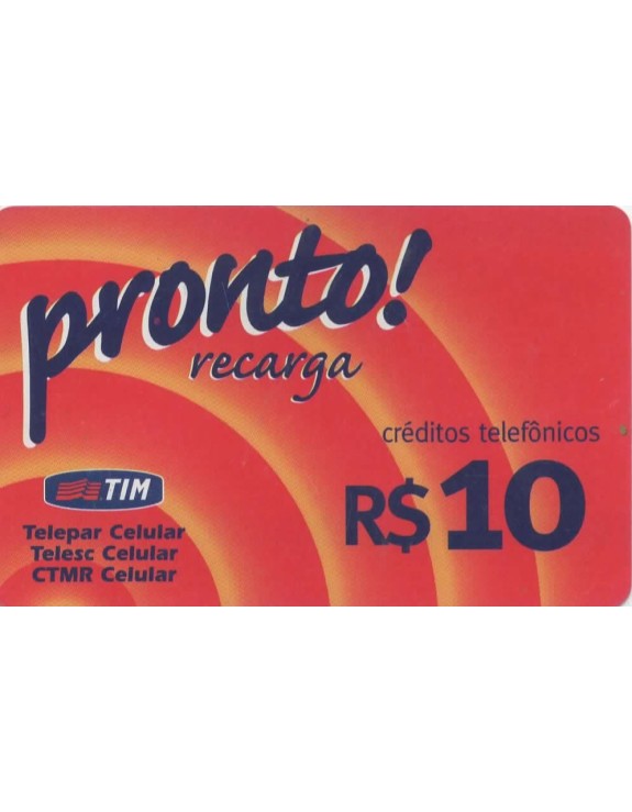 TIM - CREDITOS TELEFONICOS - PRONTO RECARGA 10,00
