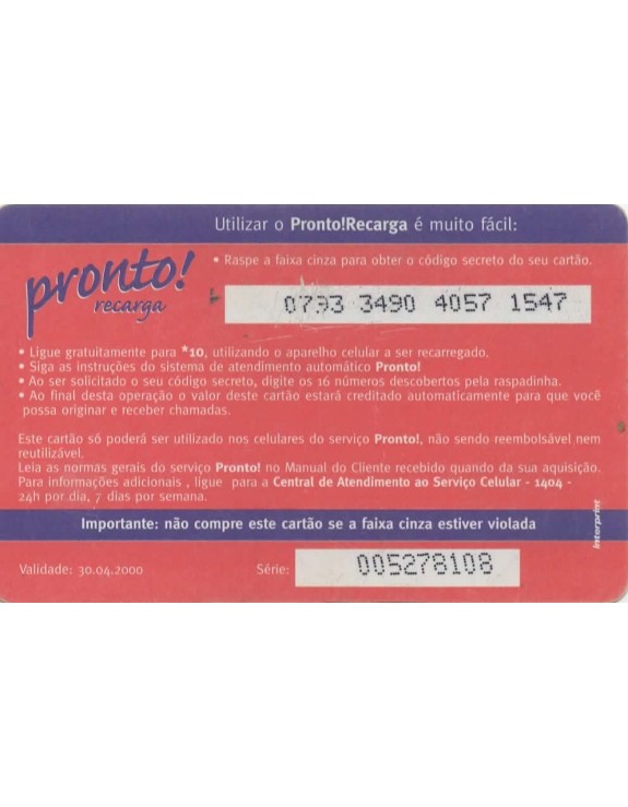 TIM - CREDITOS TELEFONICOS - PRONTO RECARGA 10,00