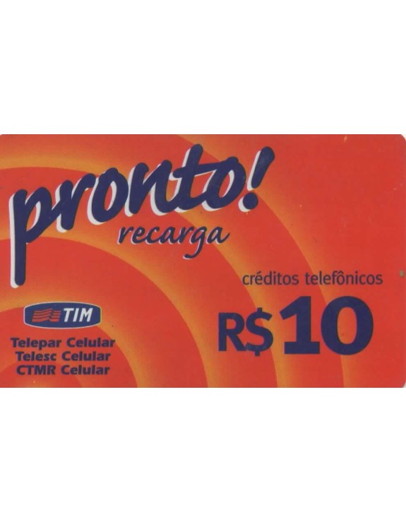 TIM - CREDITOS TELEFONICOS - PRONTO RECARGA 10,00