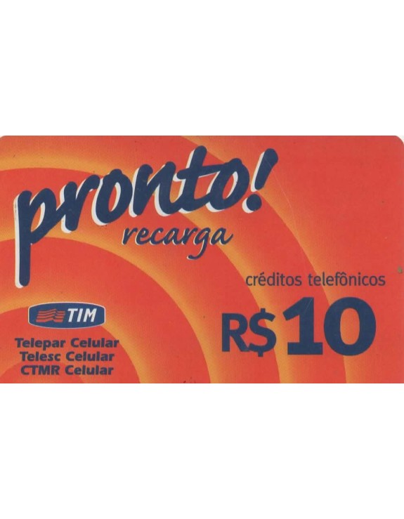 TIM - CREDITOS TELEFONICOS - PRONTO RECARGA 10,00