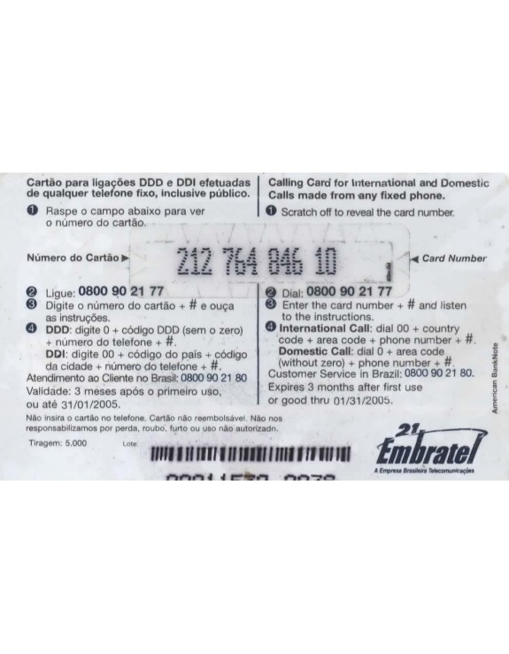 EMBRATEL - VARIG BRASIL 75 - DDD E DDI