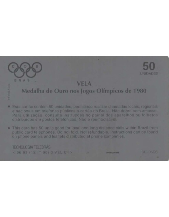 VELA - MEDALHA DE OURO NOS JOGOS OLIMPICOS DE 1980