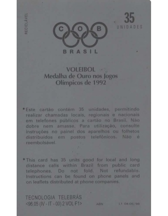 VOLEIBOL - MEDALHA DE OURO NOS JOGOS OLIMPICOS 1992
