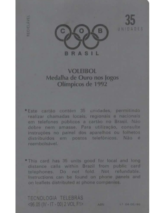 VOLEIBOL - MEDALHA DE OURO NOS JOGOS OLIMPICOS 1992