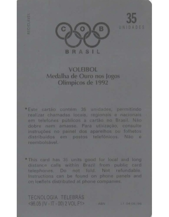 VOLEIBOL - MEDALHA DE OURO NOS JOGOS OLIMPICOS 1992